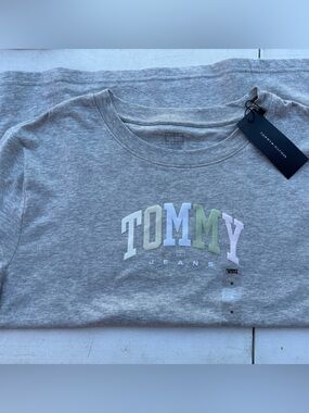 Tommy Hilfiger Kids' Heather Gray Crewneck with Pastel Logo